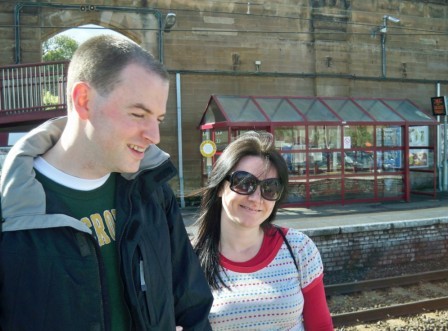 Waiting at Greenock West Station.